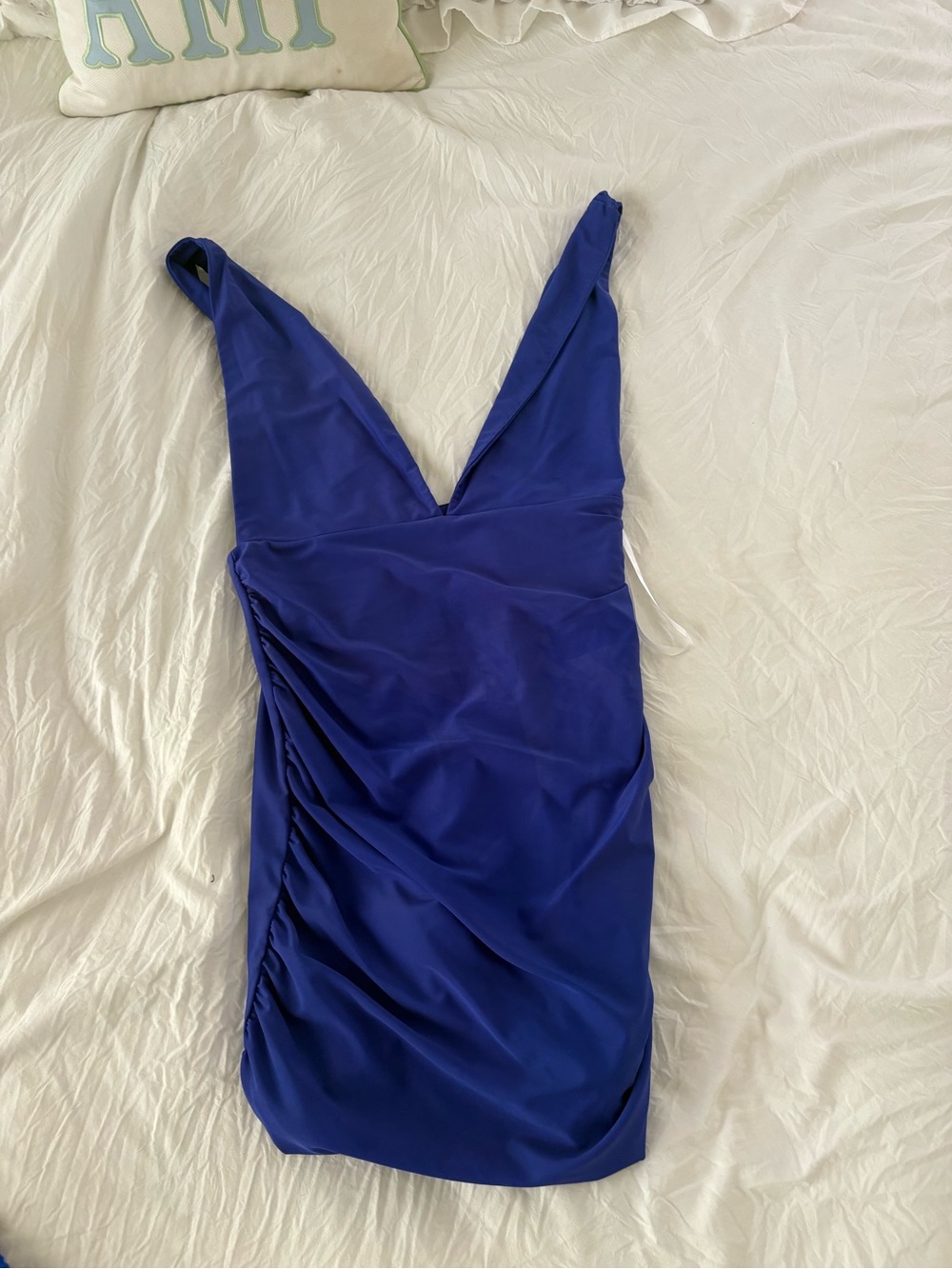 superdown Royal Blue V-Neck Ruched One-Piece